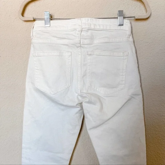 Everlane Mid Rise Skinny Ankle‎ Cropped Jeans Cotton White Size 24 Tall - Picture 7 of 11